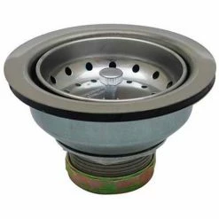 Dearborn Brass 18 Sink Basket Strainer SS Body and Basket, Deep Locking Cup, Neo. Stopper, 3-3/4"L - Pkg Qty 24