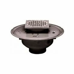 Oatey 72043 3" or 4" PVC Adjustable Commercial Drain with 5" Brass Grate & Square Ring