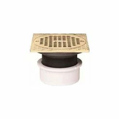 Oatey 72047 3" or 4" PVC Adjustable General Purpose Drain with 5" Brass Grate & Square Ring