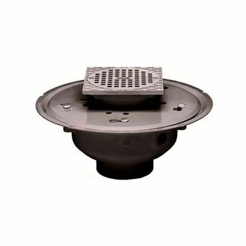 Oatey 72073 3" or 4" PVC Adjustable Commercial Drain with 5" Nickel Grate & Square Ring 1 Oatey 72073 3" or 4" PVC Adjustable Commercial Drain with 5" Nickel Grate & Square Ring
