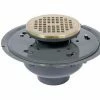Oatey 72136 6" PVC Adjustable Commercial Drain with 6" Brass Grate & Round Ring