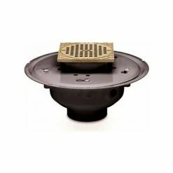 Oatey 72146 6" PVC Adjustable Commercial Drain with 6" Brass Grate & Square Ring