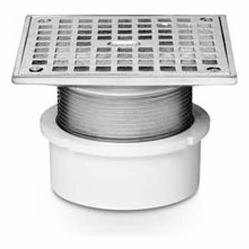 Oatey 72218 4" PVC Adjustable General Purpose Pipe Fit Drain with 4" Cast Nickel Grate & Square Top 1 Oatey 72218 4" PVC Adjustable General Purpose Pipe Fit Drain with 4" Cast Nickel Grate & Square Top