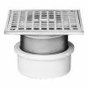 Oatey 72254 4" PVC Adjustable Commercial Drain 6" Cast Nickel Square Grate and Square Top