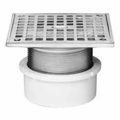 Oatey 72263 3" or 4" PVC Adjustable Commercial Drain 6" Cast Chrome Square Grate and Square Top