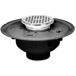 Oatey 72374 4" PVC Adjustable Commercial Drain with 10" Cast Nickel Grate & Round Top