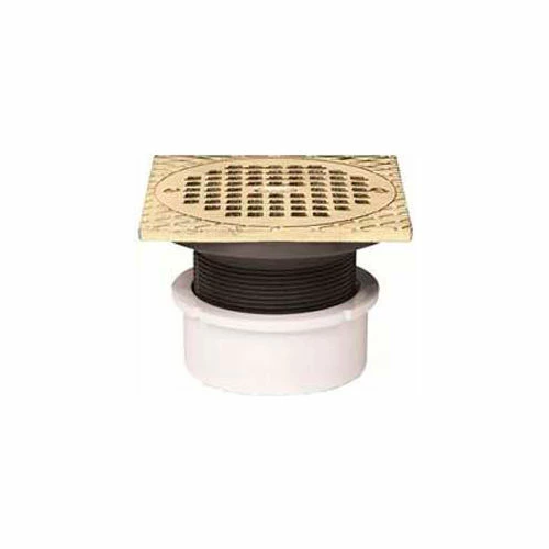 Oatey 82047 3" or 4" ABS Adjustable General Purpose Drain with 5" Brass Grate & Square Ring 1 Oatey 82047 3" or 4" ABS Adjustable General Purpose Drain with 5" Brass Grate & Square Ring