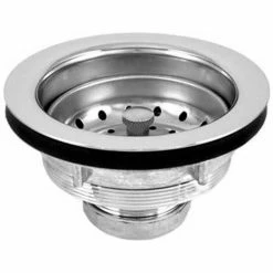 Dearborn Brass Oatey L74 "Lucky 7" Sink Basket Strainer, SS 4-Prong Basket, Chr. Plated Brass Body, Rubber Stopper - Pkg Qty 24